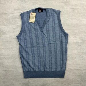NWT Vintage 80s Robert Bruce Sweater Vest Mens Large Blue Grandpa USA Made